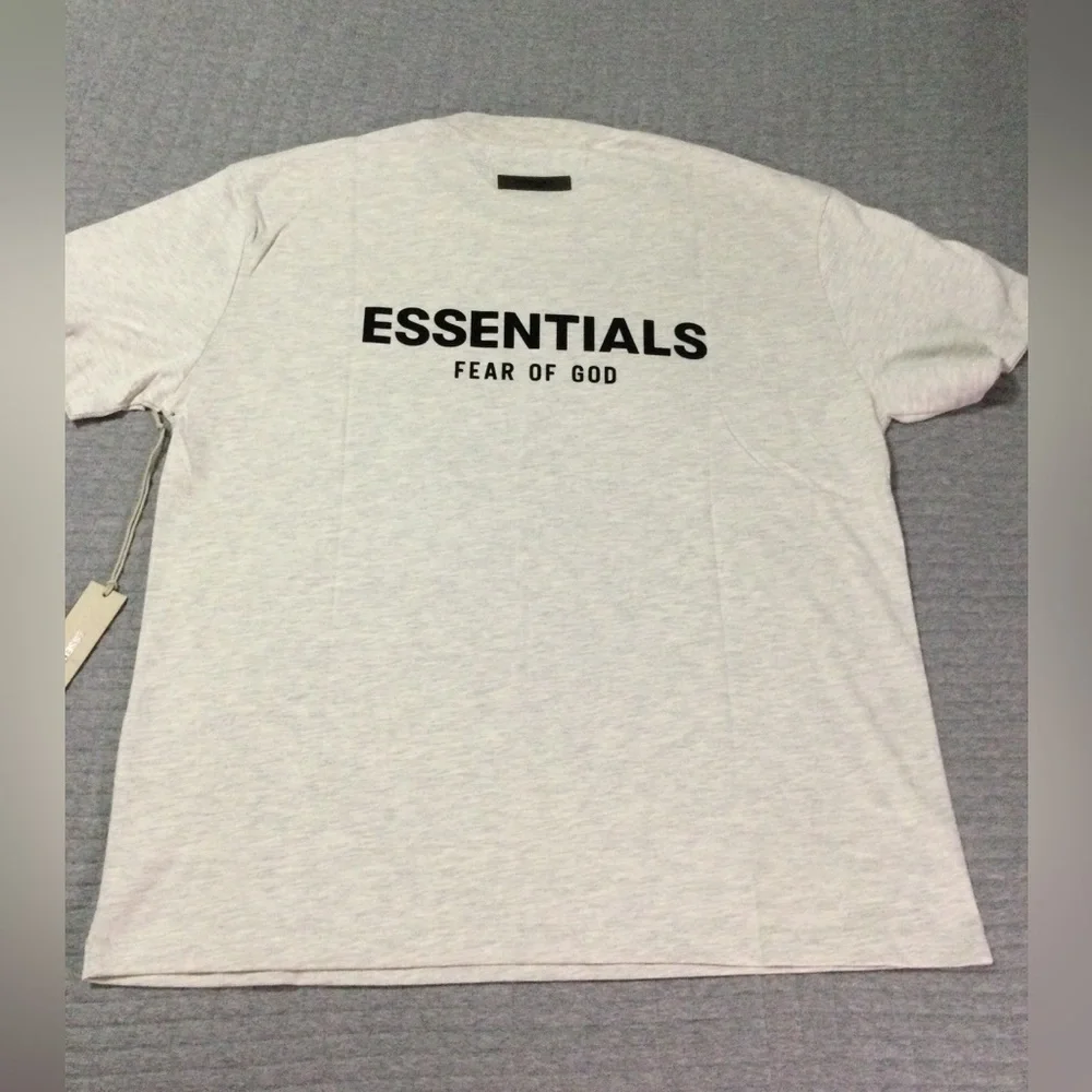 Essentials Fear of God Men's Light Oatmeal Short Sleeve T-Shirt - Picture 6 of 11